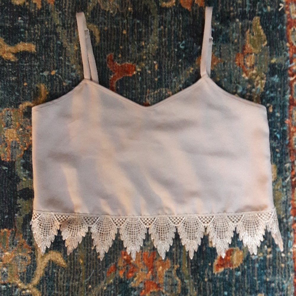 BCBG crochet trim crop top NEW